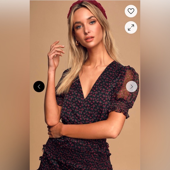 Revolve The East Order Behati Womens Liberty Floral Dress Size L Sheer Smocked - Picture 4 of 16